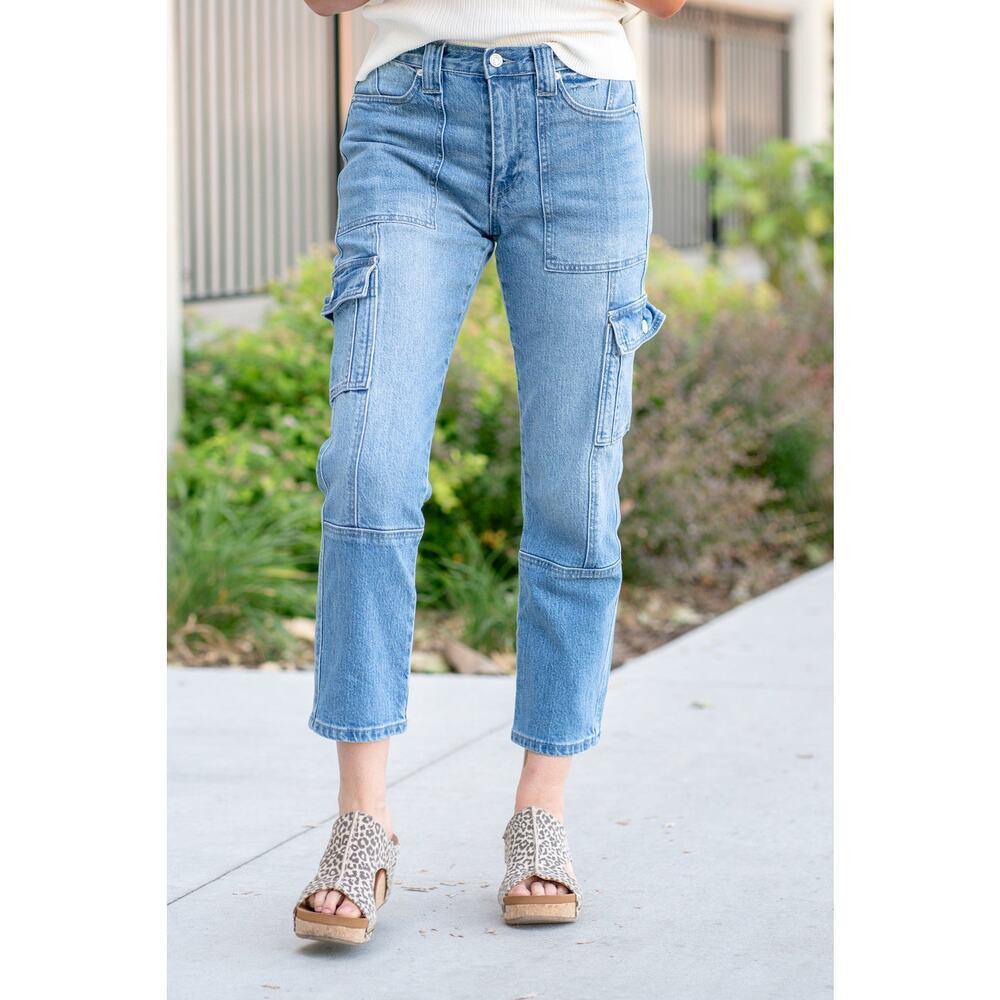 Huntsville High Rise Cargo Slim Straight 5 / 26 cropped blue jeans 90s EUC ^^